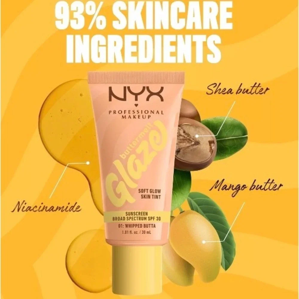 NEW NYX Buttermelt Glaze Soft Glow Skin Tint SPF 30 01 Whipped Butta 1.01 oz